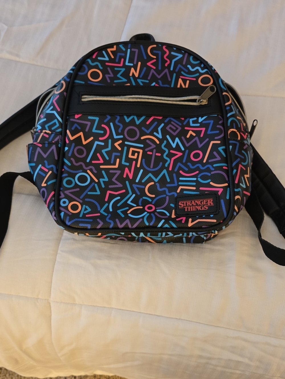 Stranger Things Neon Geo Mini Backpack - Black with Bright Accents